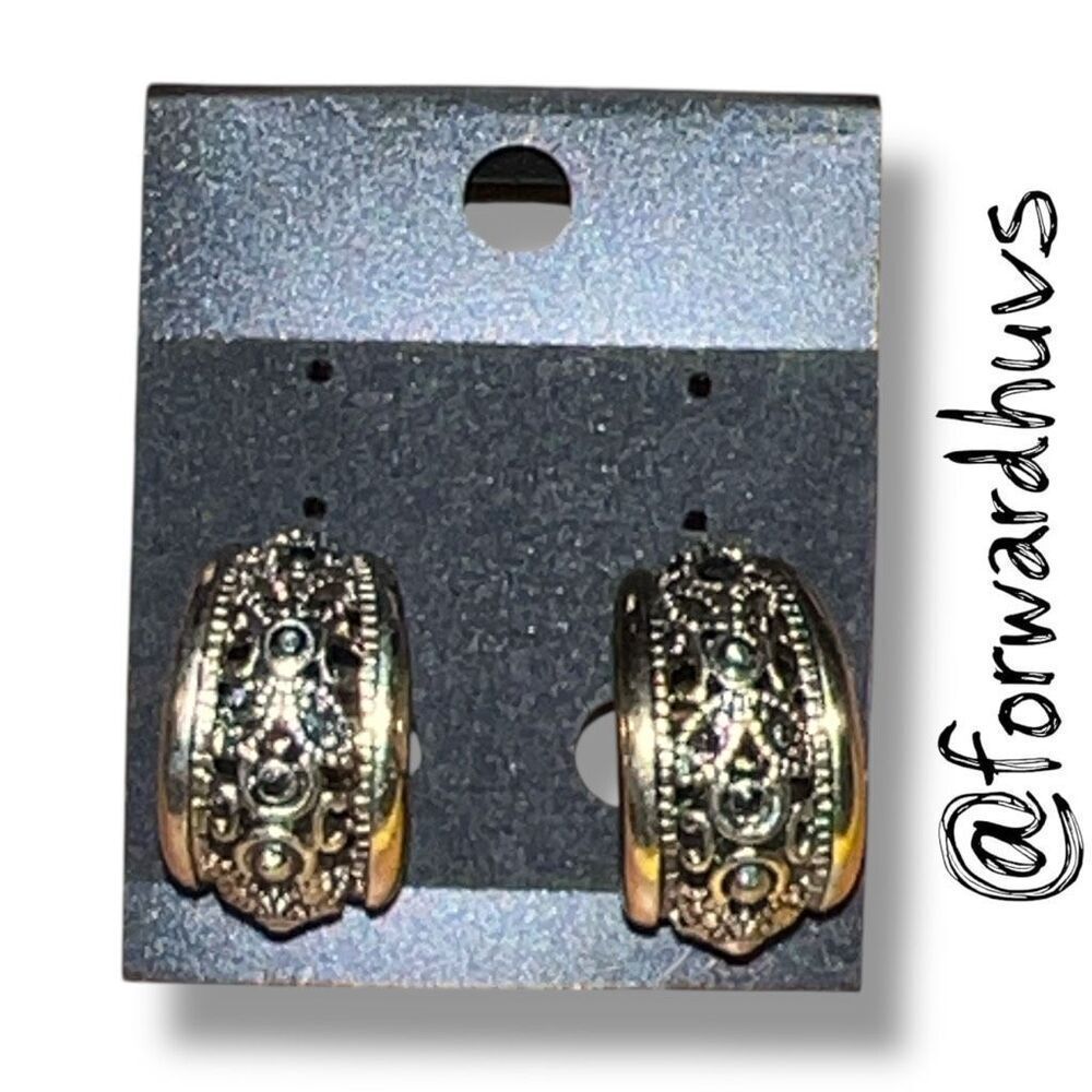 Bundle Sale 3 for $15 | Decorative Design Gold Tone Hoops – ¾” Diameter